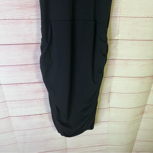 Athleta Black Razor Back Ruched Bodycon Dress Size Small - Picture 4 of 8